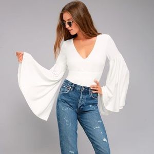 Lover’s Light White Bell Sleeve Crop Top